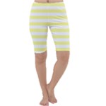 Horizontal Stripes - White and Pastel Yellow Cropped Leggings