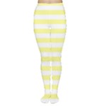Horizontal Stripes - White and Pastel Yellow Women s Tights