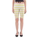 Horizontal Stripes - White and Pastel Yellow Yoga Cropped Leggings