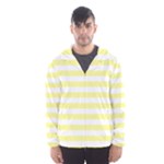 Horizontal Stripes - White and Pastel Yellow Hooded Wind Breaker (Men)