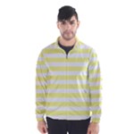 Horizontal Stripes - White and Pastel Yellow Wind Breaker (Men)