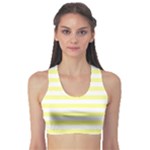 Horizontal Stripes - White and Pastel Yellow Women s Sports Bra