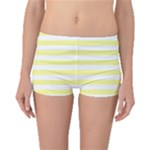 Horizontal Stripes - White and Pastel Yellow Boyleg Bikini Bottoms