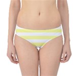 Horizontal Stripes - White and Pastel Yellow Hipster Bikini Bottoms