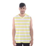 Horizontal Stripes - White and Pastel Yellow Men s Basketball Tank Top