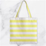 Horizontal Stripes - White and Pastel Yellow Zipper Grocery Tote Bag