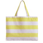 Horizontal Stripes - White and Pastel Yellow Zipper Mini Tote Bag