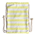 Horizontal Stripes - White and Pastel Yellow Drawstring Bag (Large)