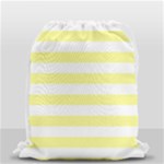 Horizontal Stripes - White and Pastel Yellow Drawstring Bag (Small)
