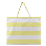 Horizontal Stripes - White and Pastel Yellow Zipper Large Tote Bag