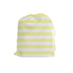 Horizontal Stripes - White and Pastel Yellow Drawstring Pouch (L)