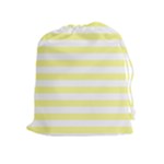 Horizontal Stripes - White and Pastel Yellow Drawstring Pouch (XL)