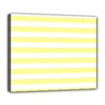 Horizontal Stripes - White and Pastel Yellow Deluxe Canvas 24  x 20  (Stretched)