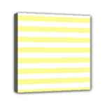 Horizontal Stripes - White and Pastel Yellow Mini Canvas 6  x 6  (Stretched)