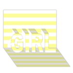 Horizontal Stripes - White and Pastel Yellow GIRL 3D Greeting Card (7x5)