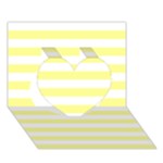 Horizontal Stripes - White and Pastel Yellow Heart 3D Greeting Card (7x5)