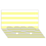 Horizontal Stripes - White and Pastel Yellow Twin Heart Bottom 3D Greeting Card (8x4)
