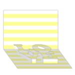 Horizontal Stripes - White and Pastel Yellow LOVE Bottom 3D Greeting Card (7x5)