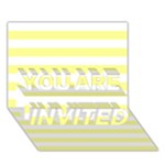 Horizontal Stripes - White and Pastel Yellow YOU ARE INVITED 3D Greeting Card (7x5)