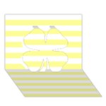 Horizontal Stripes - White and Pastel Yellow Clover 3D Greeting Card (7x5)
