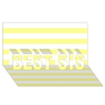 Horizontal Stripes - White and Pastel Yellow BEST SIS 3D Greeting Card (8x4)