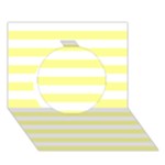 Horizontal Stripes - White and Pastel Yellow Circle 3D Greeting Card (7x5)