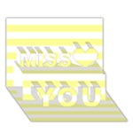 Horizontal Stripes - White and Pastel Yellow Miss You 3D Greeting Card (7x5)