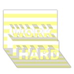 Horizontal Stripes - White and Pastel Yellow WORK HARD 3D Greeting Card (7x5)