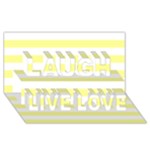 Horizontal Stripes - White and Pastel Yellow Laugh Live Love 3D Greeting Card (8x4)