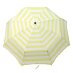 Horizontal Stripes - White and Pastel Yellow Folding Umbrella