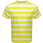 Horizontal Stripes - White and Yellow Men s Cotton Tee