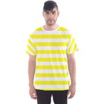 Horizontal Stripes - White and Yellow Men s Sport Mesh Tee