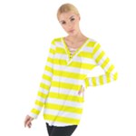 Horizontal Stripes - White and Yellow Women s Tie Up Tee