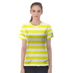 Horizontal Stripes - White and Yellow Women s Sport Mesh Tee