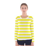 Horizontal Stripes - White and Yellow Women s Long Sleeve T-shirt