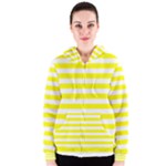 Horizontal Stripes - White and Yellow Women s Zipper Hoodie