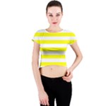 Horizontal Stripes - White and Yellow Crew Neck Crop Top