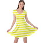 Horizontal Stripes - White and Yellow Cap Sleeve Dress