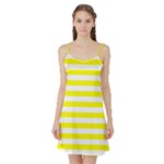 Horizontal Stripes - White and Yellow Satin Night Slip