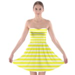 Horizontal Stripes - White and Yellow Strapless Bra Top Dress
