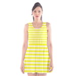 Horizontal Stripes - White and Yellow Scoop Neck Skater Dress