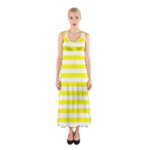 Horizontal Stripes - White and Yellow Full Print Maxi Dress