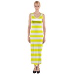 Horizontal Stripes - White and Yellow Fitted Maxi Dress