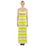 Horizontal Stripes - White and Yellow Maxi Thigh Split Dress
