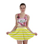 Horizontal Stripes - White and Yellow Mini Skirt