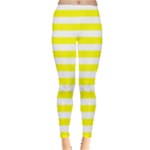 Horizontal Stripes - White and Yellow Women s Leggings