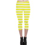 Horizontal Stripes - White and Yellow Capri Leggings