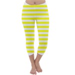 Horizontal Stripes - White and Yellow Capri Winter Leggings