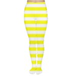 Horizontal Stripes - White and Yellow Women s Tights