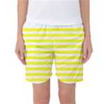 Horizontal Stripes - White and Yellow Women s Basketball Shorts